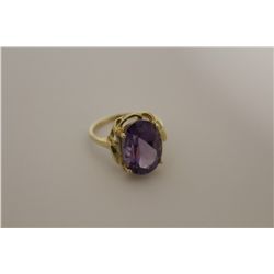 10KT GOLD-STAMPED OVAL AMETHYST, 7.11 CARAT, SI-TREATED DRESS RING. INCLUDES APPRAISAL