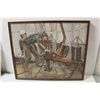 Image 1 : ORIGINAL ON CANVAS 'UNTITLED'- OIL RIG SCENE SIGNED "MJB 79"