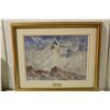 Image 1 : WILL OGILVIE 28 X 21 ORIGINAL WATERCOLOUR, "MOUNTAIN PEAK ABOVE SALMON GLACIER" DATED 1957.