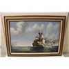 Image 1 : J. HARVEY 24" X 36"  OIL ON CANVAS, "UNTITLED- FRENCH FLAG TALL SHIP"