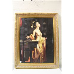 48" X 36" LARGE FRAMED OIL ON CANVAS UNTITLED 'ASIAN WOMEN NUDE'