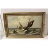 Image 1 : OIL ON CANVAS, FISHERMAN AT SEA, SIGNED "V. PELMAR" (?) LOWER RIGHT, 20" X 32"