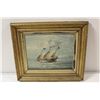 Image 1 : UNTITLED, OIL ON BOARD, CIRCA 1900 12" X 15" SHIP AT SEA