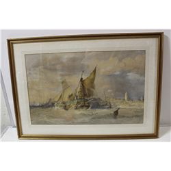 C. BENTLEY, (1806-1854) WATERCOLOUR, INDISTINCLY SIGNED LOWER RIGHT, SHIPS ON A STORMY SEA