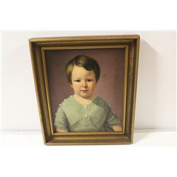 UNSIGNED, OIL ON CANVAS, PORTRAIT OF A CHILD. "P. PEEL" WRITTEN ON REVERSE