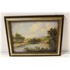 Image 1 : UNSIGNED (ENGLISH, CIRCA 1840) OIL ON BOARD. LANDSCAPE WITH FIGURE AND POND