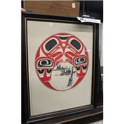 DANNY DENNIS (GITKSAN CANADIAN 1951- ) EAGLE PRINT, SIGNED AND DATED LOWER RIGHT, DM DENNIS '84"