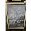 Image 3 : UNDETERMINABLE SIGNATURE, OIL ON CANVAS, BOATS IN PORT 24" X 36"