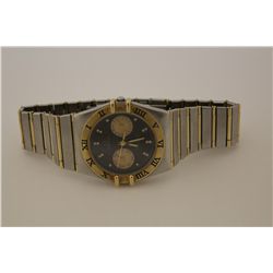 MENS OMEGA CONSTELLATION, DAY-DATE MODEL 3961070/1080 STAINLESS STEEL AND 18KT YELLOW GOLD.