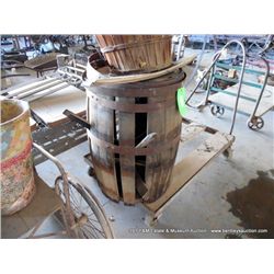 WOODEN BARREL AND BASKET