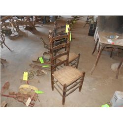 PINE WOODEN LADDER BACK CHAIRS 2X MONEY