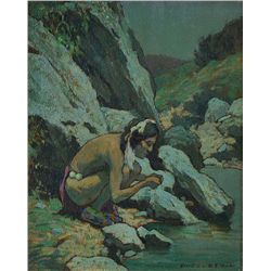 Eanger Irving Couse-Indian Drinking, Moonlight