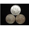 Image 1 : 3-1964 90% SILVER KENNEDY HALF DOLLARS