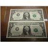 Image 1 : 2-$1 FRN'S LOW CONSECUTIVE SERIAL 'S (UNC)