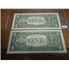 Image 2 : 2-$1 FRN'S LOW CONSECUTIVE SERIAL 'S (UNC)