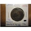 Image 1 : 1852 UPPER CANADA BANK TOKEN HALF PENNY (EF)