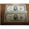 Image 1 : 1953-A & 63 $5 US NOTES RED SEALS