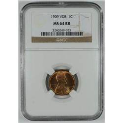 1909 VDB Lincoln Cent NGC MS64 RB