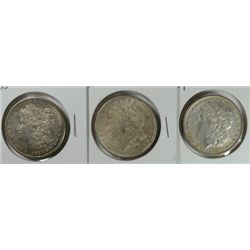 3 -- Morgan Dollars High End AU+ 1885, 1889, 1921.