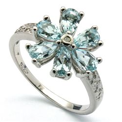 Beautiful Topaz & Diamond 0.925 Silver Ring