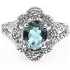 Image 2 : 7x9mm Oval Topaz & Diamond 0.925 Silver Ring