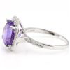 Image 3 : 11mm Round Amethyst& Diamond 0.925 Silver Ring