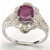 Image 1 : Nice 7x9mm Oval Ruby & Diamond 0.925 Silver Ring