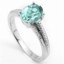 6x8mm Sky Blue Topaz & Diamond Silver Ring