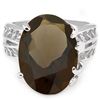 Image 2 : Big 13x18mm/13CT Smoky Topaz Vintage Silver Ring