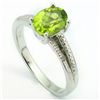 Image 1 : 6x8mmLime Green Peridot & Diamond Silver Ring
