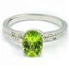 Image 2 : 6x8mmLime Green Peridot & Diamond Silver Ring