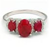 Image 2 : Lucious Oval Ruby and Diamond in Silver Ring