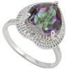 Image 1 : Heart 10mm Fancy Quartz & Diamond Silver Ring