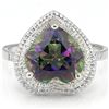 Image 2 : Heart 10mm Fancy Quartz & Diamond Silver Ring