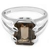 Image 2 : Charming 8x10mm Smoky Topaz, Diamond Silver Ring