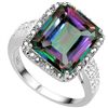 Image 1 : 10x12mm/5.6CT Fancy Quartz & Diamond Silver Ring