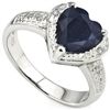 Image 1 : Fine 8mm Heart Sapphire & Diamond Silver Ring