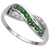 Image 1 : Channel 2mm/8pcs Emerald & Diamond Silver Ring
