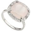 Image 1 : Sparkling 6ct Rose Quarts & Diamond Silver Ring