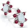 Image 1 : Created Fire Opal & Genuine Ruby Silver Earring