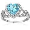 Image 2 : 8mm/2CT Blue Topaz & Diamond Silver Ring