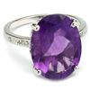 Image 2 : Elegant 12x16mm Amethyst & Diamond Silver Ring