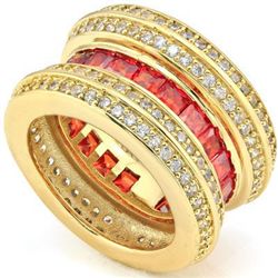 Created Red / White Sapphire 18k Gold Plated Ring