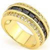 Image 1 : Fine Black Onyx / White Sapphire 18K Gold Plated Ring