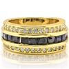 Image 2 : Fine Black Onyx / White Sapphire 18K Gold Plated Ring