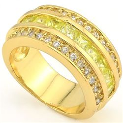 Fine Peridot / White Sapphire 18K Gold Plated Ring