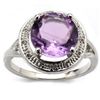 Image 2 : 10mm/3CT Round Amethyst & Diamond Silver Ring