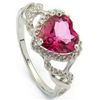 Image 1 : 8mm/2CT Pink Topaz & Diamond Silver Ring