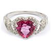 Image 2 : 8mm/2CT Pink Topaz & Diamond Silver Ring