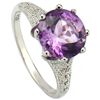 Image 1 : Strking 3Ct Lavender Amethyst & Diamond Silver Ring
